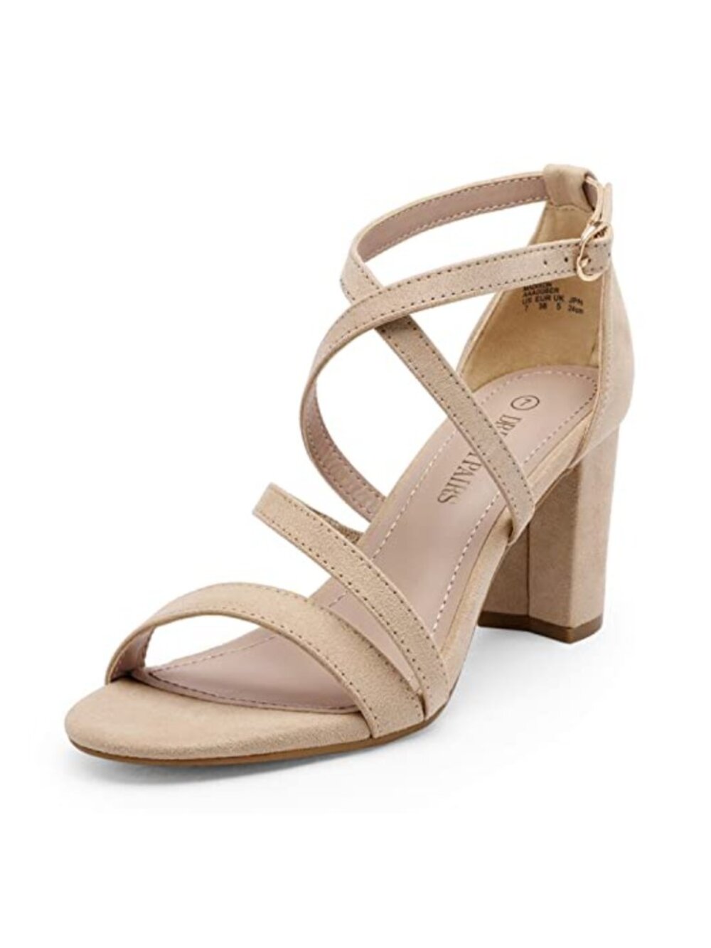 Women's Block Heel Sandals 3 Inch Ankle Strap Faux Suede Dressy